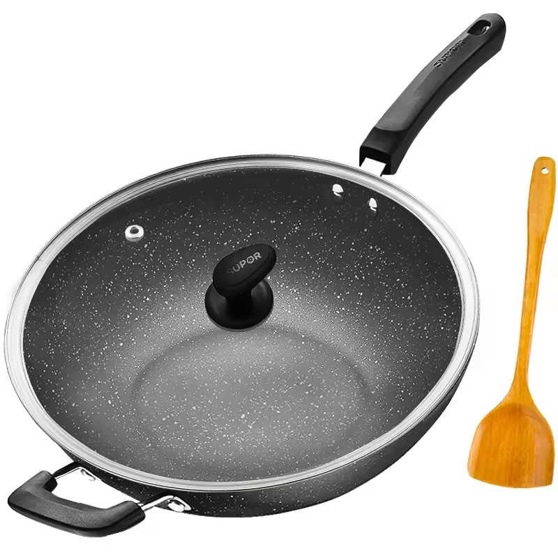 Nepriľnavý wok s indukčným varičom wok pre domácnosť 32 cm plynovým sporákom
