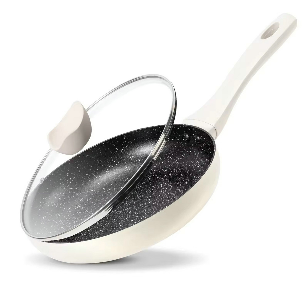 Ľahká panvica s nepriľnavým povrchom z granitového kameňa na varenie so sklenenou pokrievkou